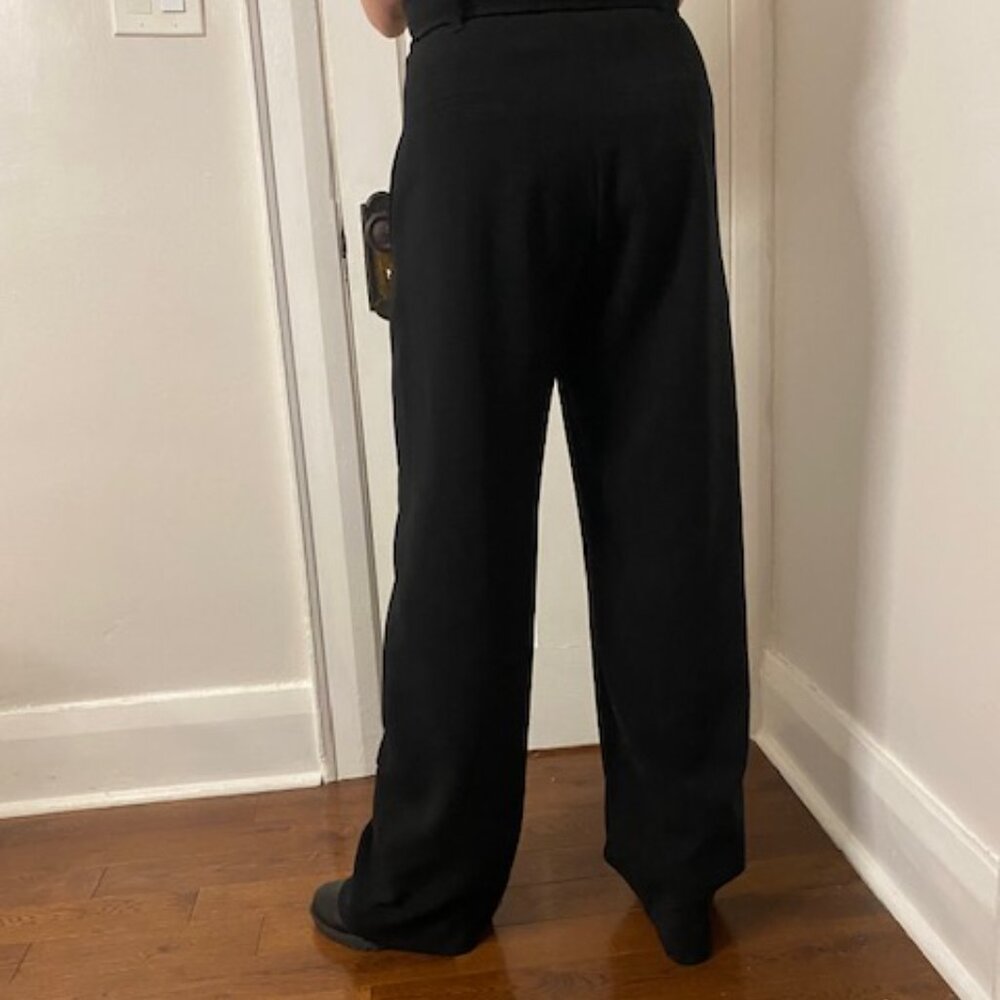 BABATON Aritzia Jermaine Black Wide Leg Pants size 8 Paper Bag Tie Belt - Picture 16 of 16